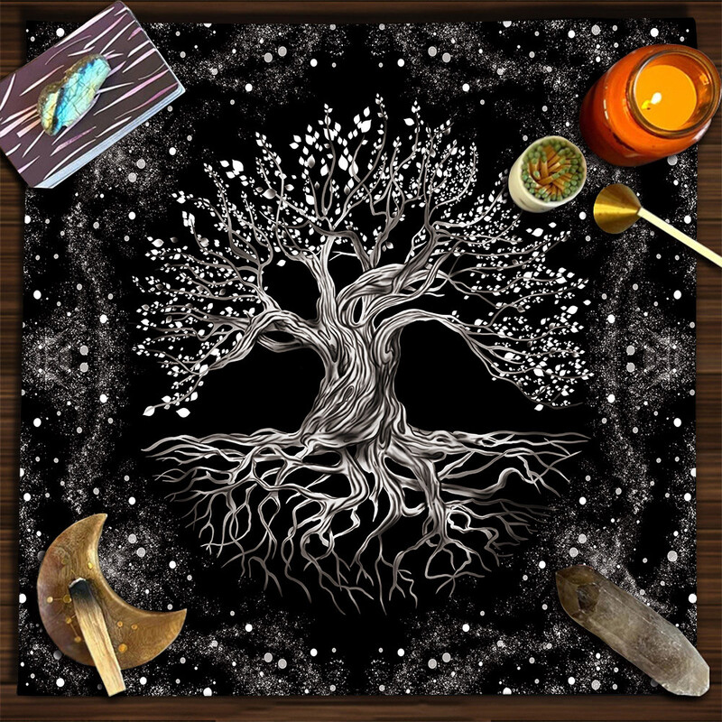 Față de masă pentru cărți de tarot Mandala arborele vieții fluture ciuperci constelație față de masă din catifea față de masă în stil ins