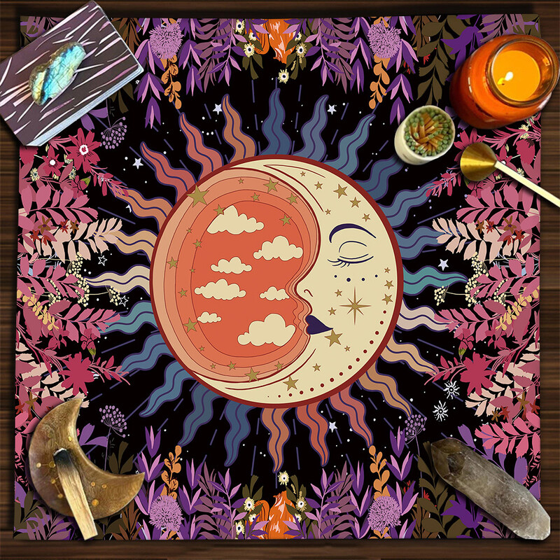 Față de masă pentru cărți de tarot Mandala arborele vieții fluture ciuperci constelație față de masă din catifea față de masă în stil ins