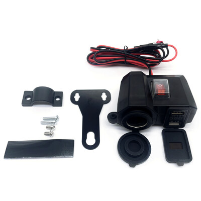 Port USB dublu Priză pentru brichetă Încărcător pentru ghidon de motocicletă pentru telefon Afișaj digital Adaptor 2.1A Sursă de alimentare