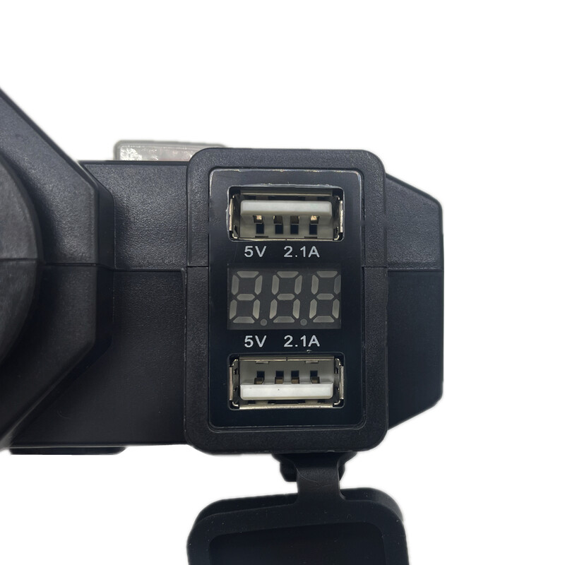 Port USB dublu Priză pentru brichetă Încărcător pentru ghidon de motocicletă pentru telefon Afișaj digital Adaptor 2.1A Sursă de alimentare