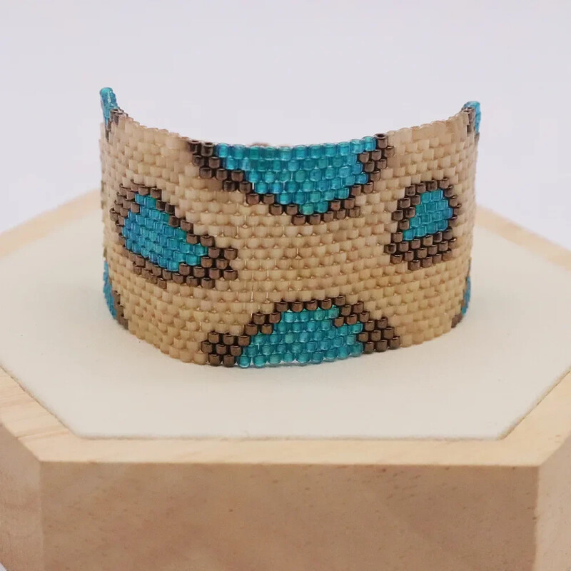 Гривна с оризови мъниста Оригиналност Геометрия Ръчно плетиво Леопардов принт Дизайн Бохемия Регулируема неравномерност Прилив Гривна с мъниста