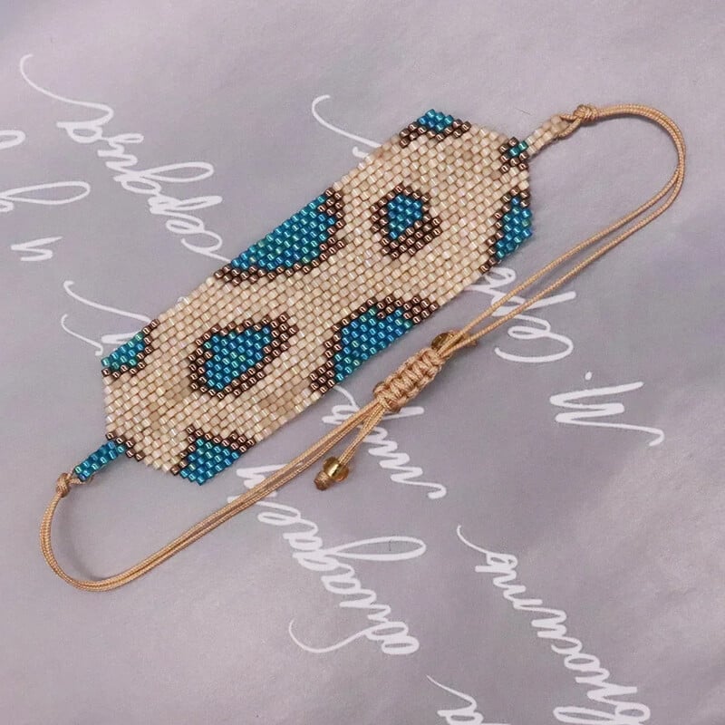 Гривна с оризови мъниста Оригиналност Геометрия Ръчно плетиво Леопардов принт Дизайн Бохемия Регулируема неравномерност Прилив Гривна с мъниста