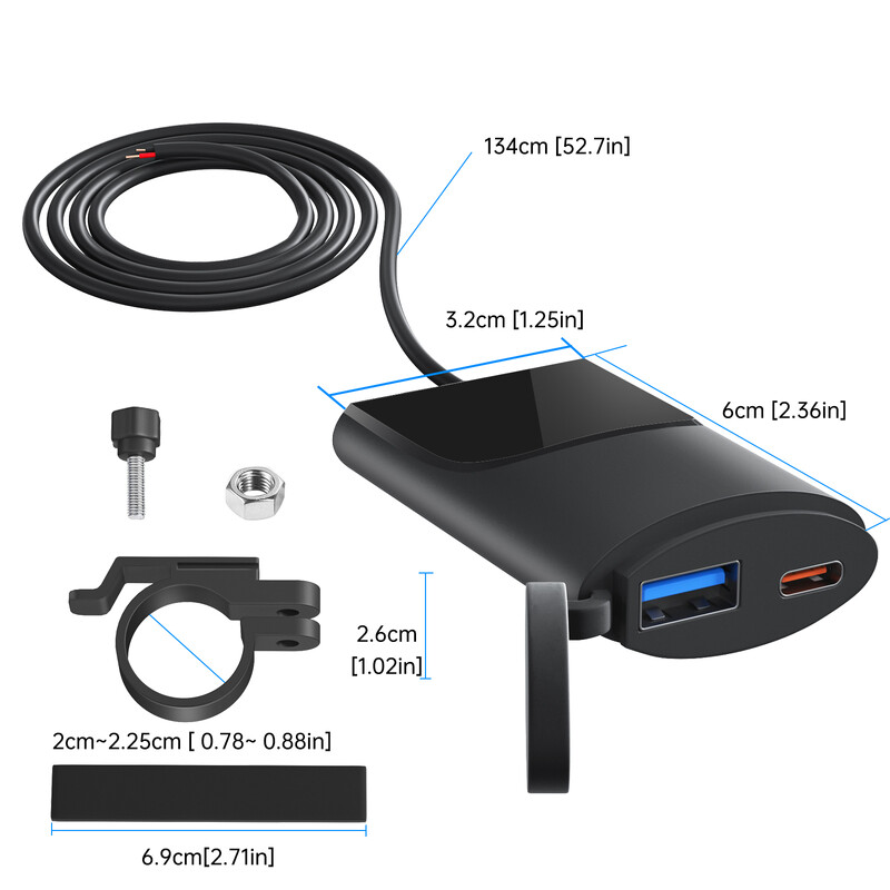 Încărcător rapid Usb pentru motociclete Priză impermeabilă cu portul de tip C pentru telefon mobil Priză de alimentare Conector mobil pentru Moto QC3.0