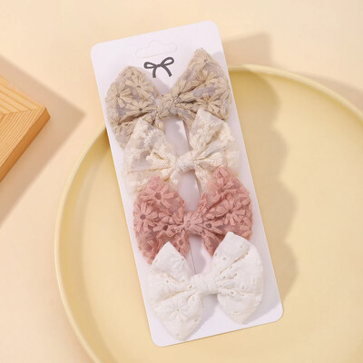 4 bucăți/set de agrafe minunate din bumbac cu papillon Agrafe de păr sigure pentru fete Agrafe de păr proaspete pastorale Accesorii pentru păr pentru bebeluși Cadou pentru grindă de păr imprimată pentru copii