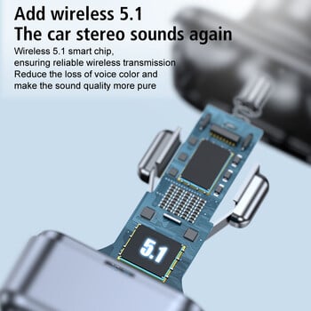 Автомобилен Bluetooth приемник Автомобилен MP3 Стерео музикален плейър PD USB-C Бързо зарядно устройство Bluetooth 5.1 FM трансмитер 30W 3,5 mm Aux Хендсфрий