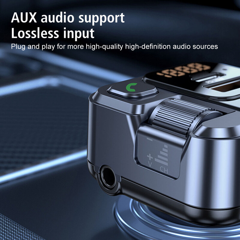 Automobilski Bluetooth prijemnik Automobilski MP3 Stereo svirač glazbe PD USB-C Brzi punjač Bluetooth 5.1 FM odašiljač 30W 3,5 mm Aux Handsfree