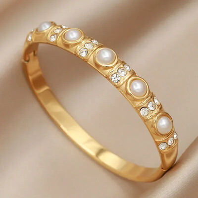 Метални перлени мъниста от неръждаема стомана Гривни и гривни за жени Модна марка Бижута Уникални кристални гривни Аксесоари