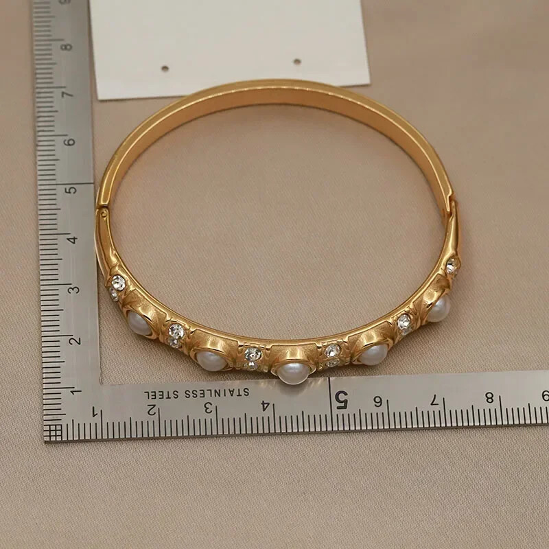 Метални перлени мъниста от неръждаема стомана Гривни и гривни за жени Модна марка Бижута Уникални кристални гривни Аксесоари