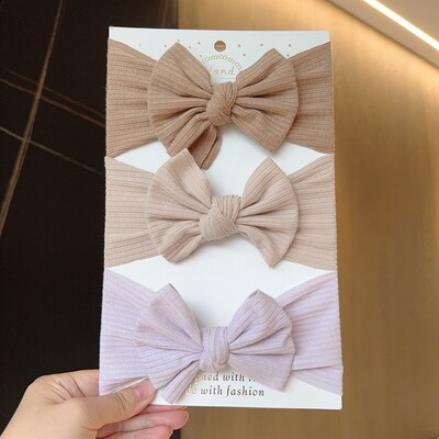 3gab Meiteņu bantes galvas saite jaundzimušo turbāna matu lentes aksesuāri bērniem matu lente āra mazuļiem bērnu galvas ietīšanas matu aksesuāri