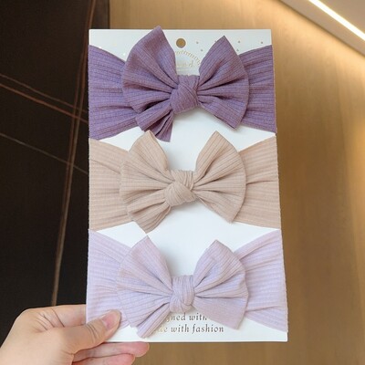 3gab Meiteņu bantes galvas saite jaundzimušo turbāna matu lentes aksesuāri bērniem matu lente āra mazuļiem bērnu galvas ietīšanas matu aksesuāri