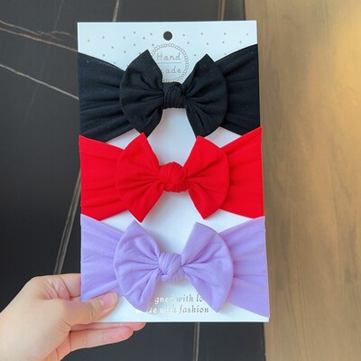 3gab Meiteņu bantes galvas saite jaundzimušo turbāna matu lentes aksesuāri bērniem matu lente āra mazuļiem bērnu galvas ietīšanas matu aksesuāri