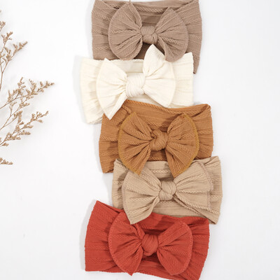 5 bucăți bentite din nailon pentru nou-născuți, funde de păr, turbane înnodate super elastice pentru fete nou-născuți sugari copii mici