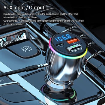 FM трансмитер Аудио приемник Автомобилен MP3 плейър PD +QC3.0 Dual USB Бързо зареждане Bluetooth-съвместим 5.3 Хендсфри комплект за кола