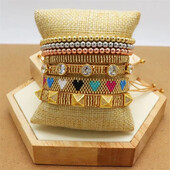 Narukvica od perli Srce Ručno pletenje Originalnost Bohemijski dizajn Zakovice cirkon Podesiva plima Jednostavna narukvica od rižinih perli