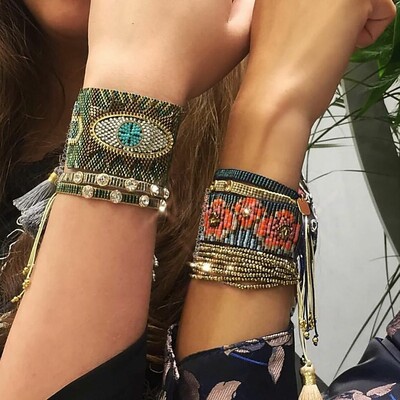 Go2boho Miyuki karkötő szett Turkish Evil Eye Pulsera ékszerek kézzel készített szövőszék ékszerek strassz gyöngyök karkötő és karkötők