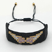 Narukvica s perlama Anđeoska krila Vintage minimalistički uzorak Trendy ručno pletena boemska narukvica s podesivim rižinim perlama