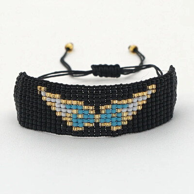 Narukvica s perlama Anđeoska krila Vintage minimalistički uzorak Trendy ručno pletena boemska narukvica s podesivim rižinim perlama