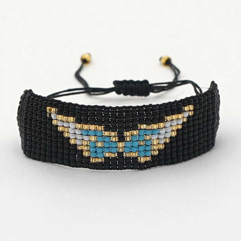 Narukvica s perlama Anđeoska krila Vintage minimalistički uzorak Trendy ručno pletena boemska narukvica s podesivim rižinim perlama