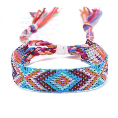 Brățară nepaleză cu franjuri, simplă, colorată, pentru femei, romboidă din in, țesută manual, bijuterii de modă, cadou de prietenie