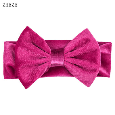 Бебешка мека 5-инчова лента за глава с панделка за коса Деца Момичета Кадифена лента за глава Снимка на малко дете Професионални аксесоари за коса Направи си сам