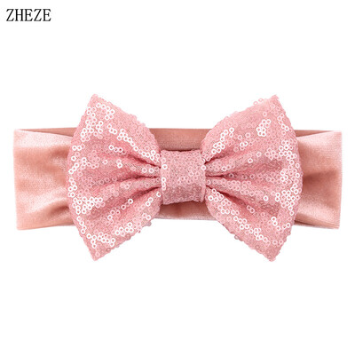 Бебешка мека 5-инчова лента за глава с панделка за коса Деца Момичета Кадифена лента за глава Снимка на малко дете Професионални аксесоари за коса Направи си сам