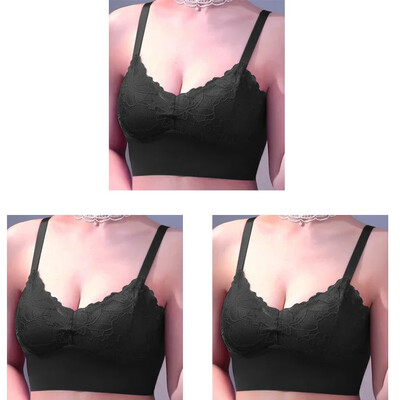 Sutien din dantelă fără sudură din mătase de gheață, 3 buc, fără inel de oțel