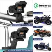 Motociklo USB greito įkrovimo lizdas, atsparus vandeniui su C tipo prievadu Mobiliojo telefono maitinimo lizdas Mobilieji įkrovikliai Kištuko jungtis Moto