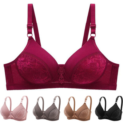 Femei Dantela Floral Respirabil Lenjerie adunată fără fir Push Up Bralette Captusă Topuri Sutiene Dimensiuni Plus Lenjerie Sutien Vest