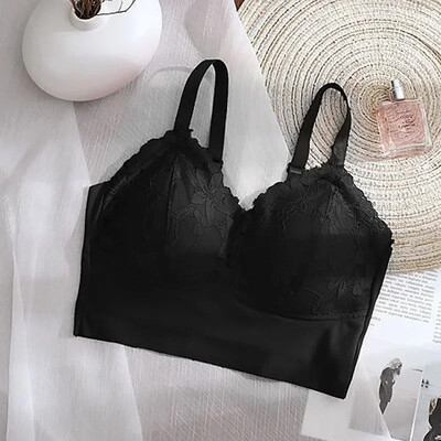 Sutien sport din mătase de gheață fără sudură, fără inel de oțel, sutien confortabil de mărime mare, sutien cu vestă, adunați lenjerie de corp anti lasare