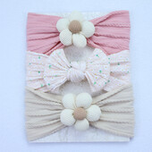 3 kom/set Trake za glavu s cvjetovima za novorođenčad Najlonska traka za glavu za novorođenu djevojčicu Meki turban za djecu Traka za kosu Dodaci za kosu za dojenčad