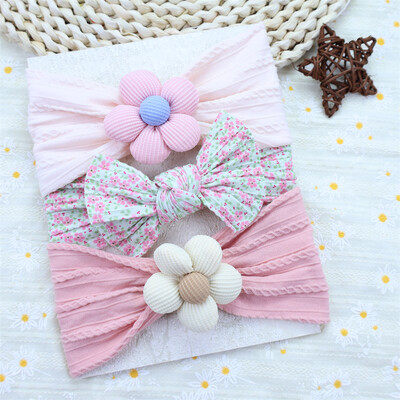 3 kom/set Trake za glavu s cvjetovima za novorođenčad Najlonska traka za glavu za novorođenu djevojčicu Meki turban za djecu Traka za kosu Dodaci za kosu za dojenčad