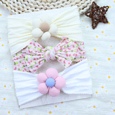 3 kom/set Trake za glavu s cvjetovima za novorođenčad Najlonska traka za glavu za novorođenu djevojčicu Meki turban za djecu Traka za kosu Dodaci za kosu za dojenčad