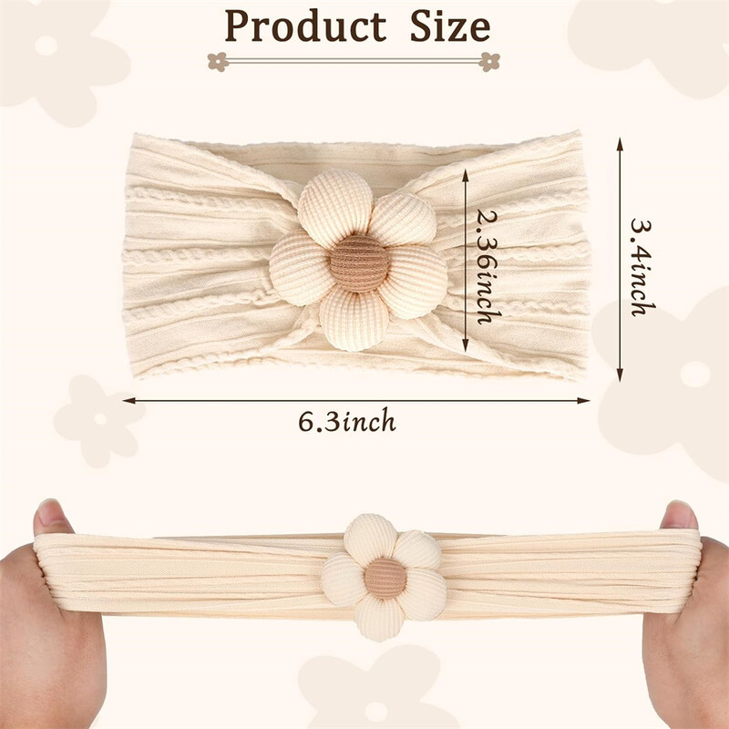 3 kom/set Trake za glavu s cvjetovima za novorođenčad Najlonska traka za glavu za novorođenu djevojčicu Meki turban za djecu Traka za kosu Dodaci za kosu za dojenčad