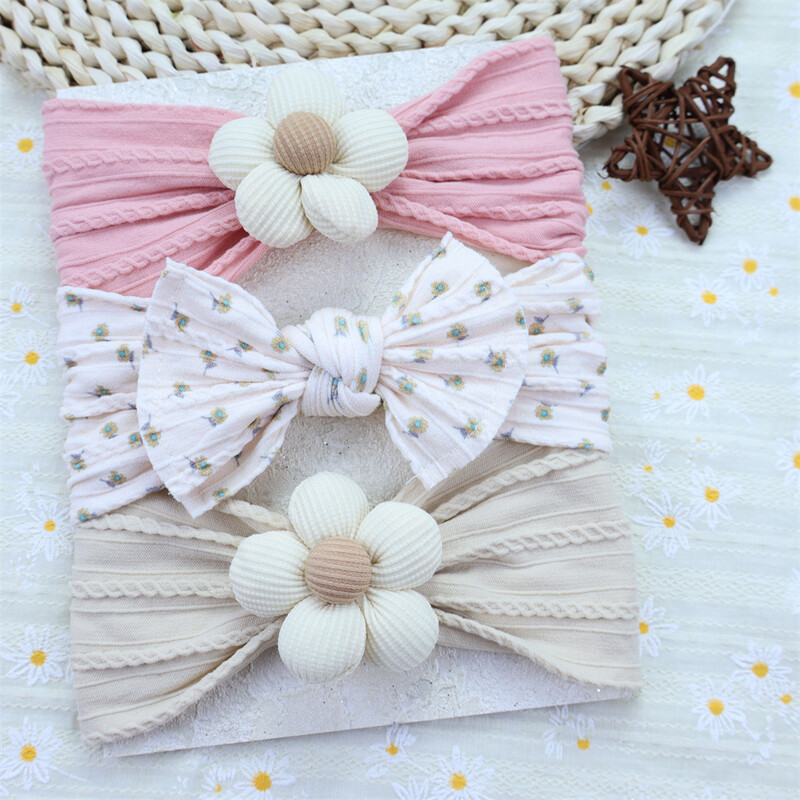 3 kom/set Trake za glavu s cvjetovima za novorođenčad Najlonska traka za glavu za novorođenu djevojčicu Meki turban za djecu Traka za kosu Dodaci za kosu za dojenčad