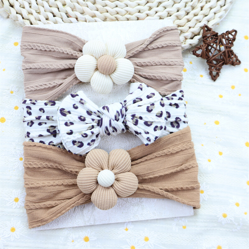 3 kom/set Trake za glavu s cvjetovima za novorođenčad Najlonska traka za glavu za novorođenu djevojčicu Meki turban za djecu Traka za kosu Dodaci za kosu za dojenčad