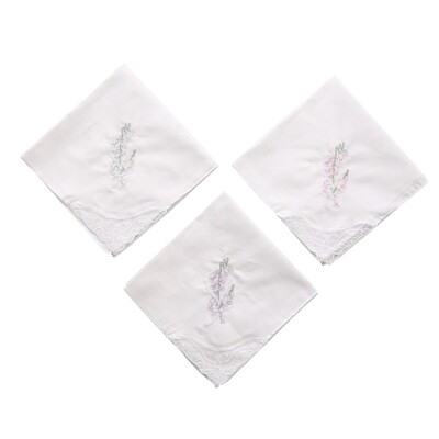 Дамски носни кърпи с памучна бродерия Дамски меки плътни бонбонени цветя с дантелени кантове за сватбено тържество