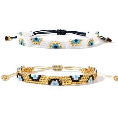 1/2 komada Bohemian Devil's Eye ručno rađene tkane rižine perle podesive narukvice za muškarce i žene za nošenje kao dar za sreću