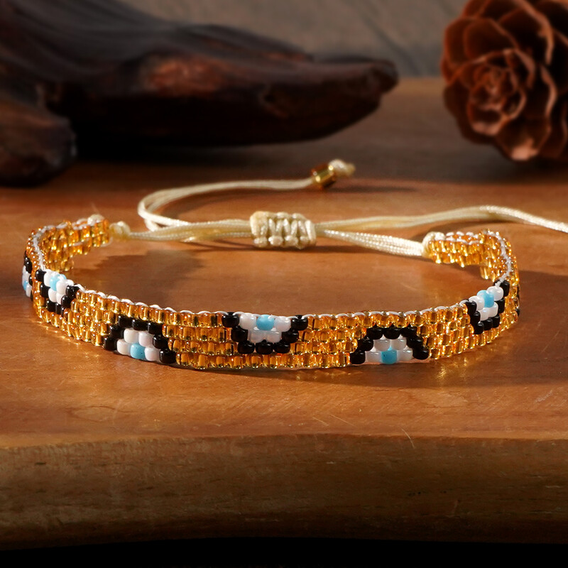 1/2 komada Bohemian Devil's Eye ručno rađene tkane rižine perle podesive narukvice za muškarce i žene za nošenje kao dar za sreću