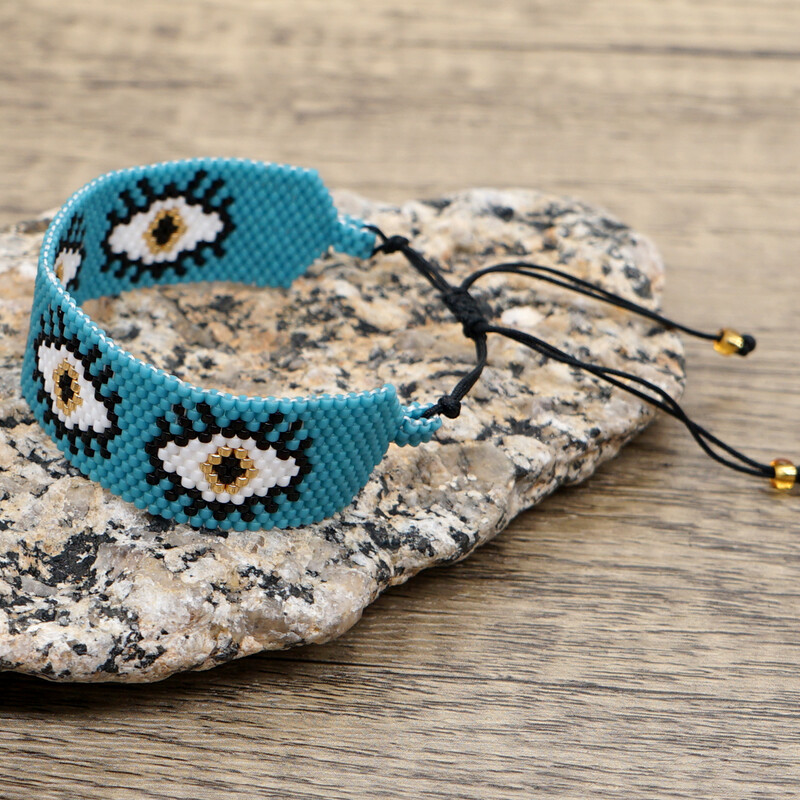 1PC Design nou Miyuki Four Evil Eye Brățări Bijuterii Moda bijuterii din margele Brățări cu margele reglabile pentru femei