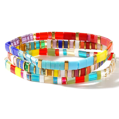 3 бр./компл. Бохемска дамска модерна гривна, цветен комплект гривни от мъниста TILA, подходящи за наслояване и подарък