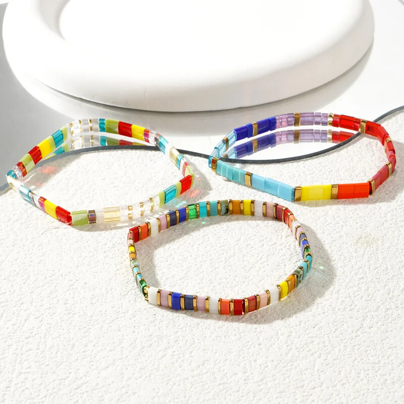 3 бр./компл. Бохемска дамска модерна гривна, цветен комплект гривни от мъниста TILA, подходящи за наслояване и подарък