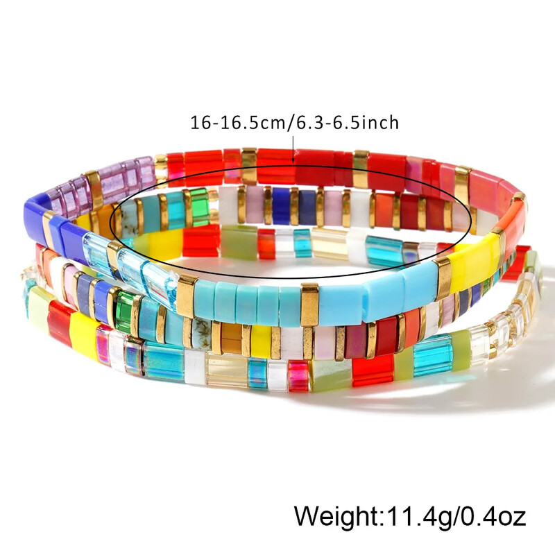 3 бр./компл. Бохемска дамска модерна гривна, цветен комплект гривни от мъниста TILA, подходящи за наслояване и подарък