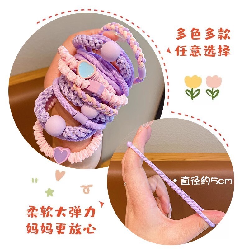 5 bucăți benzi de cauciuc pentru copii colorate cu cerc mare nu dăunează părului, bentite pentru fete, accesorii pentru păr pentru bebeluși coreeni, inele de păr