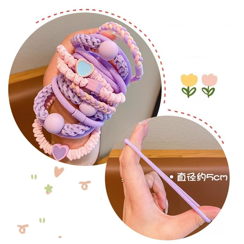 5 bucăți benzi de cauciuc pentru copii colorate cu cerc mare nu dăunează părului, bentite pentru fete, accesorii pentru păr pentru bebeluși coreeni, inele de păr