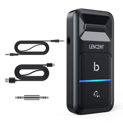 LENCENT Bluetoothi autoadapter, 3,5 mm AUX-iga Bluetooth-saatja autole, mürasummutav mikrofon, juhtmevaba autokomplekt