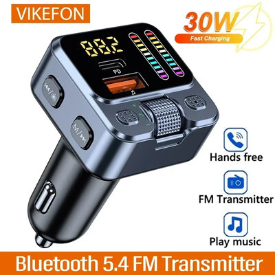 Bluetooth 5.4 FM saatja käed-vabad autoraadio modulaatori tugi U Drive TF MP3-mängija koos PD30W ülikiire laadimisadapteriga