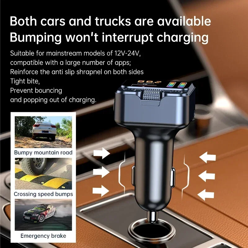 Bluetooth 5.4 FM saatja käed-vabad autoraadio modulaatori tugi U Drive TF MP3-mängija koos PD30W ülikiire laadimisadapteriga