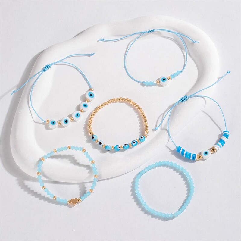 Vintage mitmekihiline virnastatav käevõru komplekt naistele Meestele Trendikas Türgi Lucky Blue Evil Eye helmestega käevõru ehted Kingitused