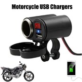 12V motociklo vairo USB įkroviklis vandeniui atsparus cigarečių žiebtuvėlio lizdas su jungikliu mobiliesiems telefonams mobiliesiems planšetiniams kompiuteriams GPS