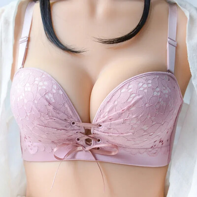 Bralette Push Up сутиени Дамски сутиен без презрамки Неплъзгащ се невидим сутиен Събиране без стоманен пръстен Дантелено бельо Сватбен сутиен за булка